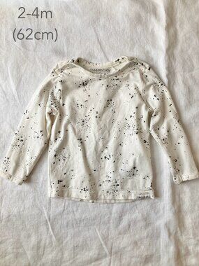 💙2/$25 Noppies 2-4 Months Baby 62cm Cream Splatter Long Sleeve Top Spring